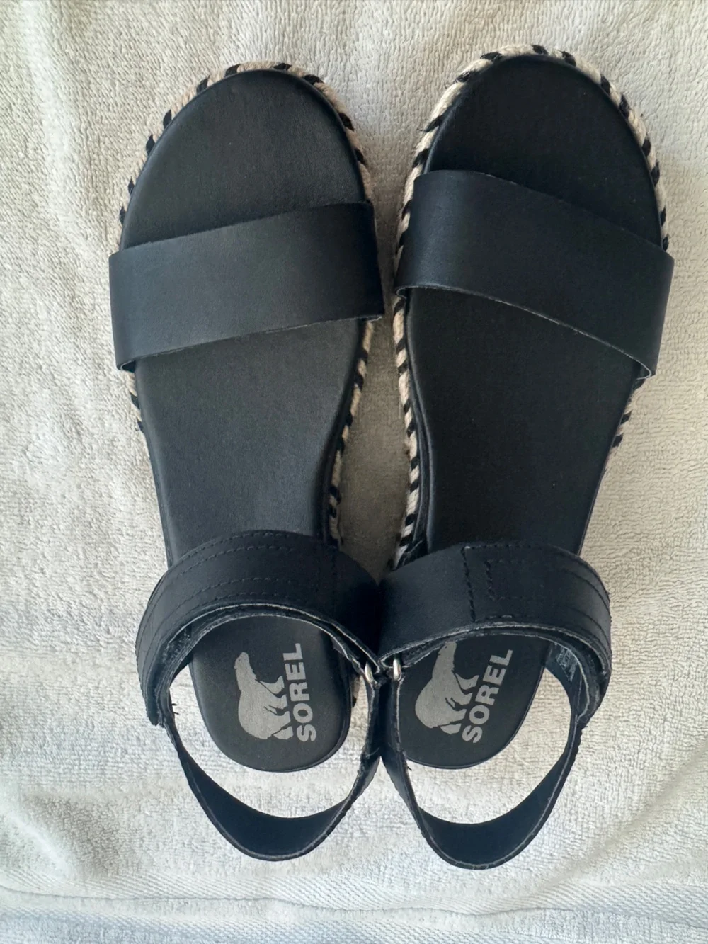Sorel Black Woven-Trim Platform Sandals